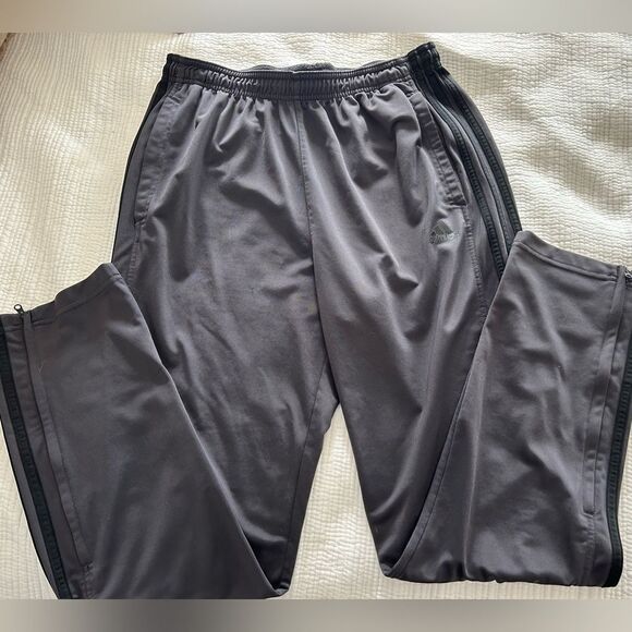 Adidas Men’s Gray Joggers with Elastic Waistband Zippers on Bottom Size Large - Picture 1 of 14